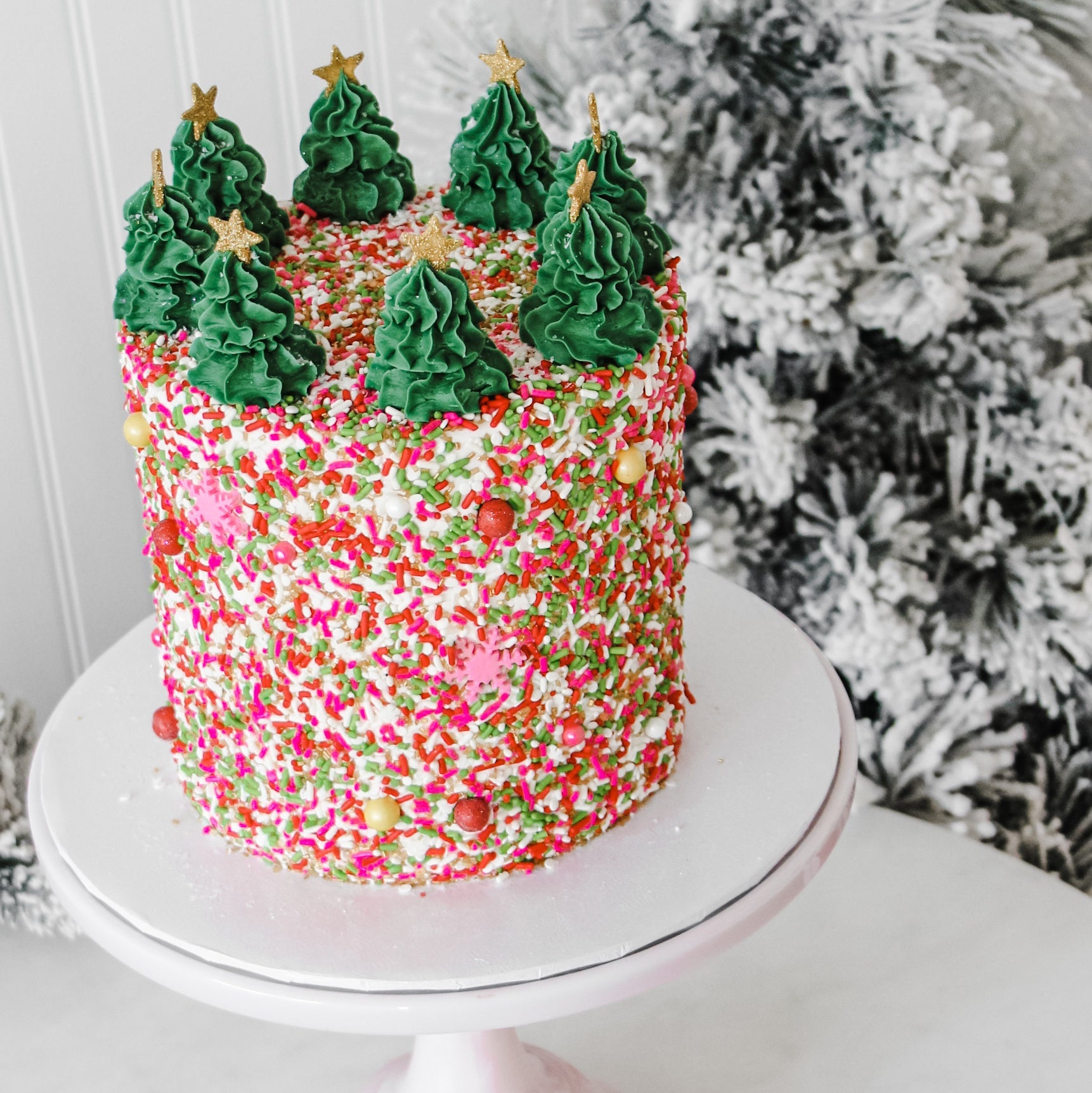 Confetti Christmas Tree Cake | Frosted Cakery